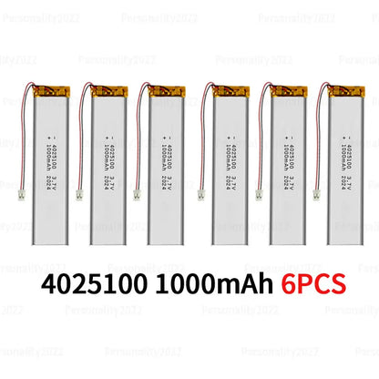 4025100 3.7V 1000mAh Lithium Polymer Battery, 4/25/100mm, PH-2.0P Plug for Bluetooth Recorder, E-book, LED Lights