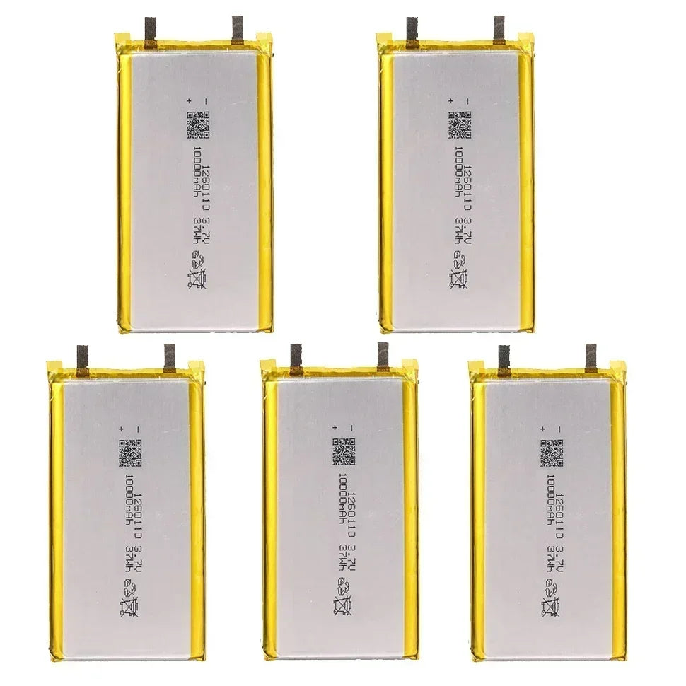 1260110 Lithium Polymer Battery 3.7V 10000mAh Li‑Po Rechargeable Cell for Power Bank, Laptop, LED & Camping DIY