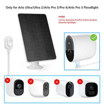 Arlo Pro 4 Solar Panel, Works with select Arlo camera models, excluding some older versions.