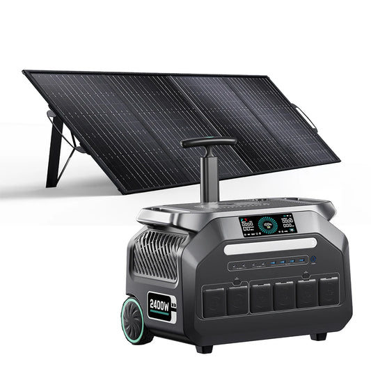 IEETEK P2400 Portable Power Station 2048Wh 2400W LiFePO4, Pure Sine Wave, 200W Solar Panel Bundle, America Warehouse