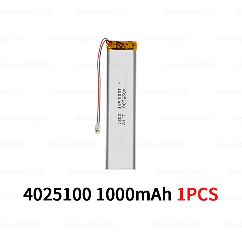4025100 3.7V 1000mAh Lithium Polymer Battery, 4025100 1000mAh 3.7V Li-Po Battery with PH-2.0P Plug