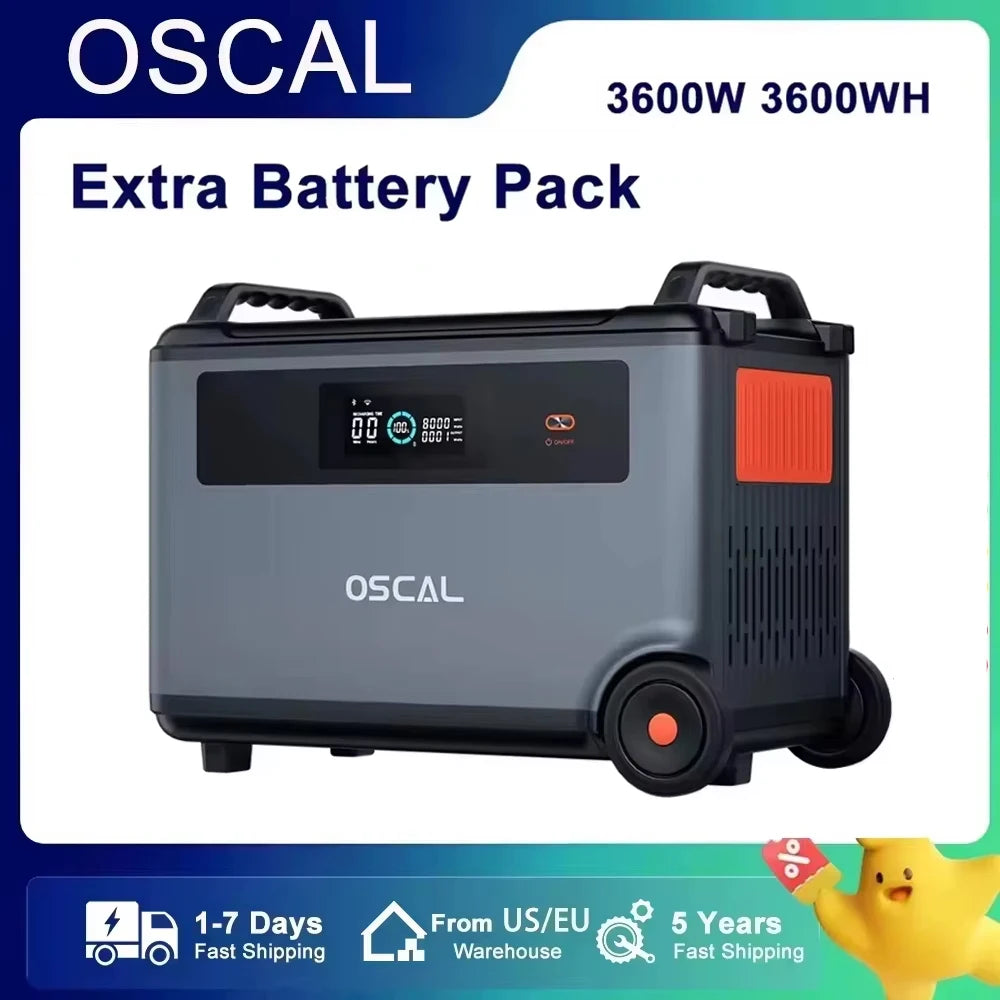 OSCAL 3600W 3600WH Extra Battery Pack, Fast Shipping, 5 Years Warranty