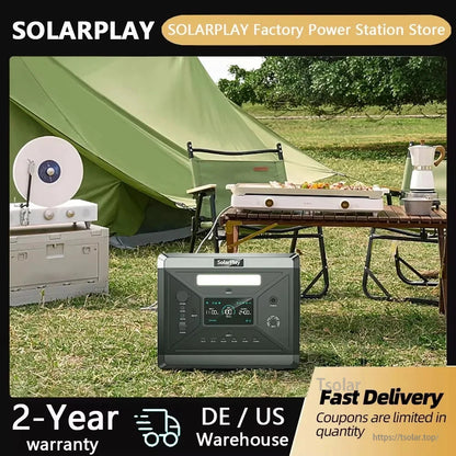 SOLARPLAY Q2501 Portable Power Station 2160Wh LiFePO4 Battery, 2400W (4800W Peak) Solar Generator, UPS <0.08s