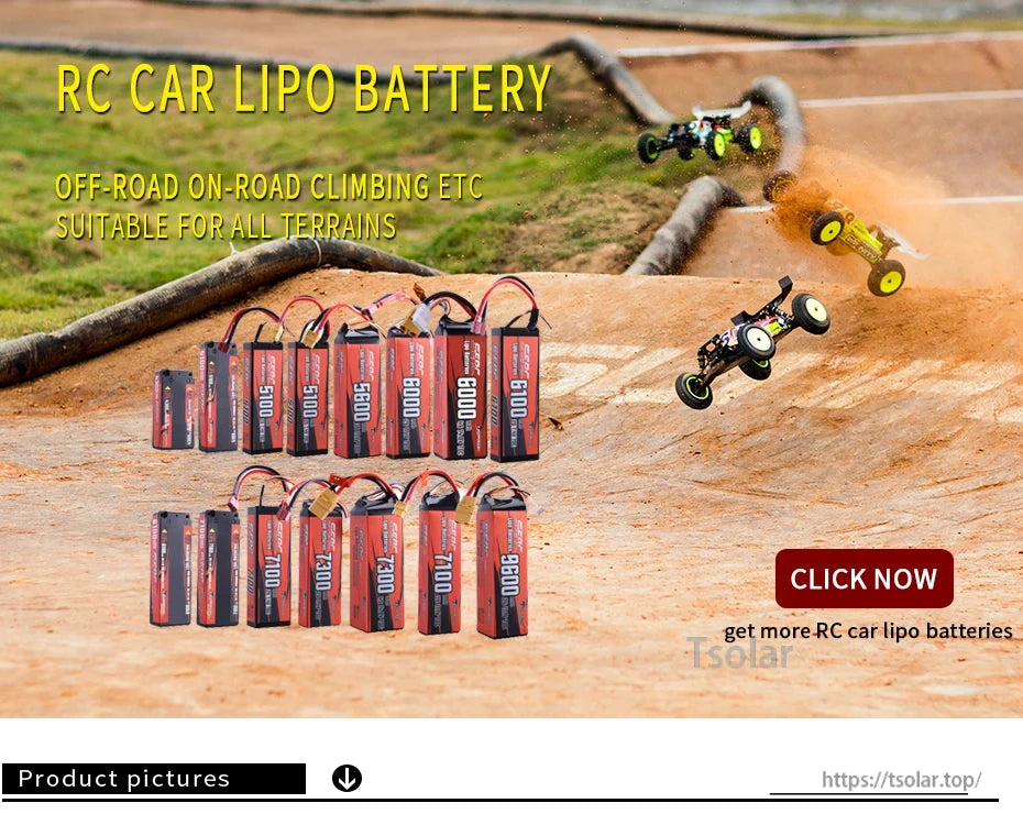 SUNPADOW 2S Lipo Battery, 2S RC car LiPo batteries in various capacities, perfect for all terrains. Ideal for off-road, on-road, and climbing. Click for more details.