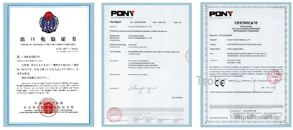 SUNPADOW 2S Lipo Battery is export-certified, compliant with lead, cadmium, mercury standards via PONY reports, and CE-marked for electromagnetic compatibility.