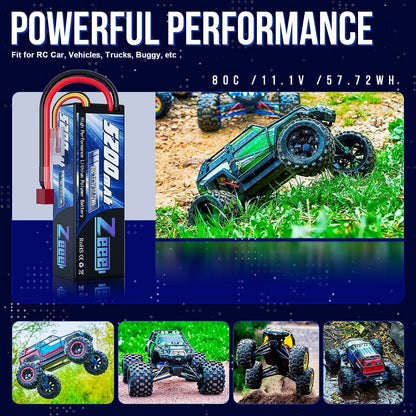 1/2pcs Zeee 3S 5200mAh LiPo Battery 11.1V 80C Hardcase, T/XT60/EC3/EC5 Plug for RC Car, Buggy, Truck, FPV Drone