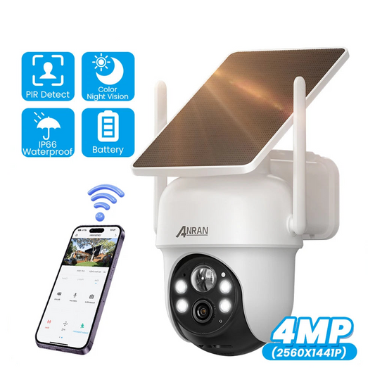 ANRAN Q4 2K 4MP Solar Battery Camera - Wifi Surveillance Cameras Home Security Protection PIR Humanoid Detect ARCCTV With Solar Panel