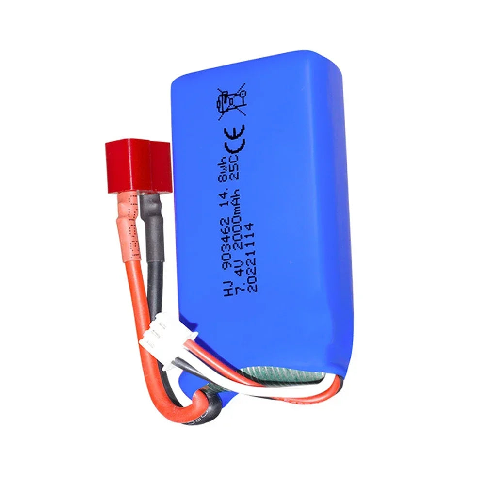 7.4V 2000mAh 903462 2S Lipo Battery for 144001 12428 12423 FT009 RC Car & Speedboat Spare Parts Upgrade