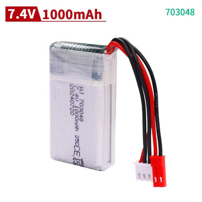 7.4V 1200mAh 25C 703048 Lipo Battery 2S with JST/SM/T/EL-2P/Tamiya Plug for MJXRC X600 RC Drone Replacement