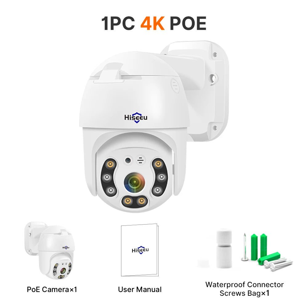 Hiseeu 3MP Camera, Includes one 3MP camera with waterproof connector, one user manual, and screws bag for easy installation.