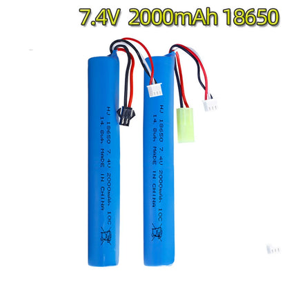 2S 7.4V 2000mAh 10C 18650 LiPo Battery, SM/Small Tamiya Plug, for Water Guns, Airsoft BB & Electric Toys