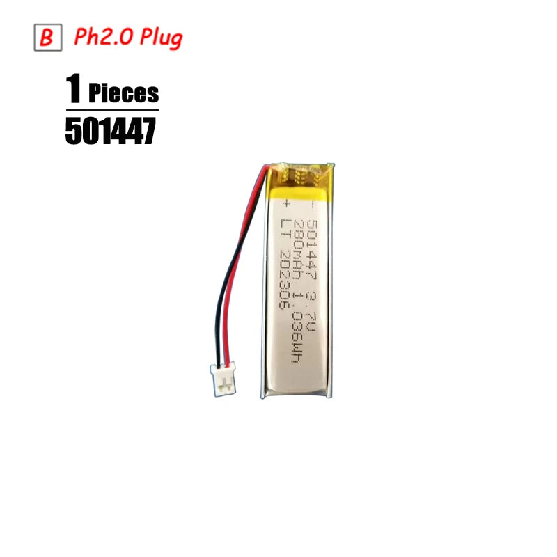 L7ADFJ 3.7V Lipo Battery, 3000mAh Li-Polymer Pouch, PH 2.0 2‑pin Plug, 1S1P, Protective Board, CE RoHS KC