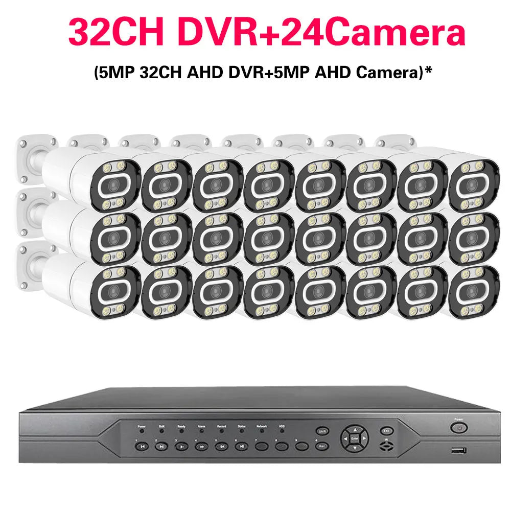 Devoccvo 32CH 5MP CCTV Camera , High-resolution security camera with 32-channel recorder for clear nighttime surveillance.