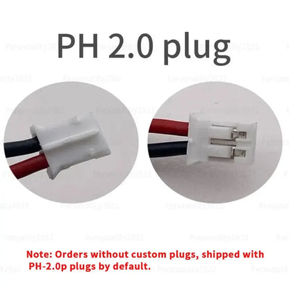 4025100 3.7V 1000mAh Lithium Polymer Battery, Orders without custom plugs are shipped with PH-2.0p plugs by default. PH 2.0 plug available upon request.