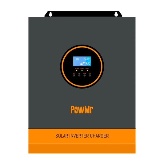 PowMr POW-LVM3K-24V-H 3kW hybrid inverter charger front view with LCD control panel