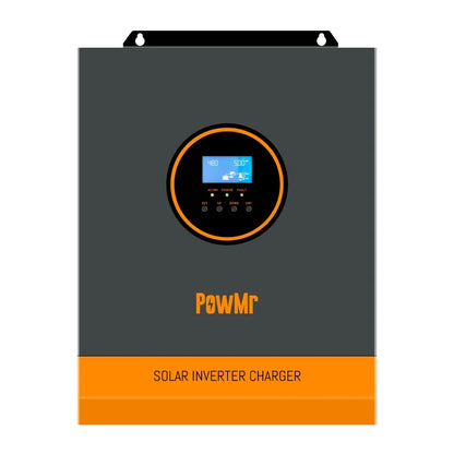 PowMr POW-LVM3K-24V-H 24V 3000W hybrid inverter front view with LCD display and buttons