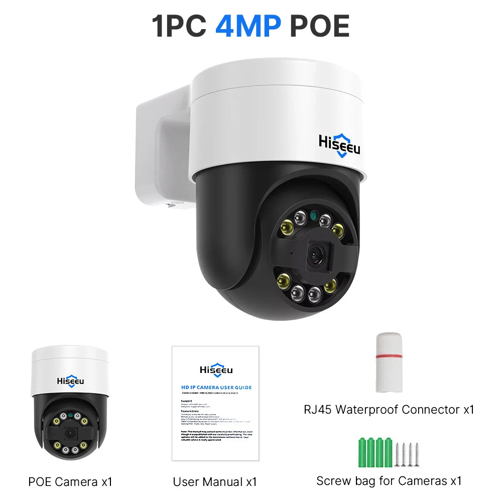 Hiseeu 2K 4MP Camera, Waterproof camera user guide for Hiseeu 2K 4MP POE and RJ45 connectivity.