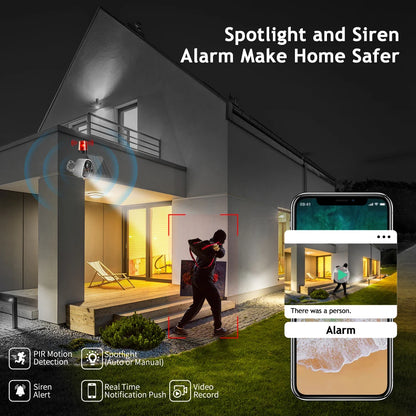 Techage 2MP Solar Camera, Spotlight and Siren Alarm Make Home Safer 09,41 There was a person