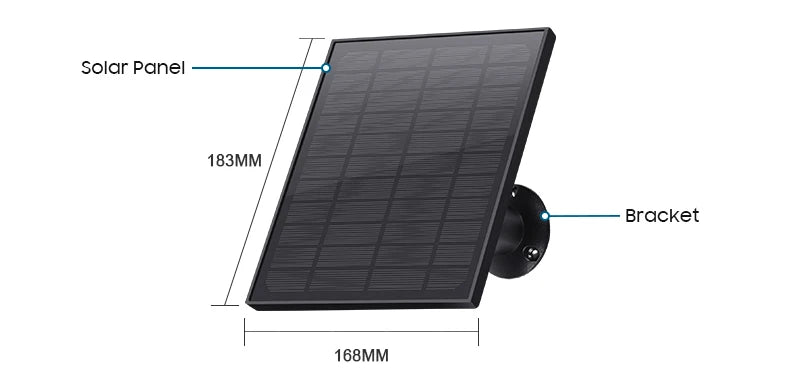 SHIWOJIA 2K 4MP 4G Solar Security Camera, Efficient solar energy harvesting with 183mm bracket and 168mm size solar panel.