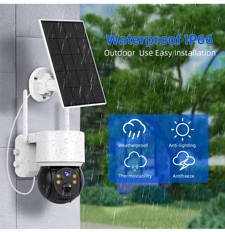 Hiseeu WTD512 1080P 2MP Solar Camera, Waterproof IP66 Outdoor Use Easy Installation Weatherproof Anti-lighting Thermostability Anti