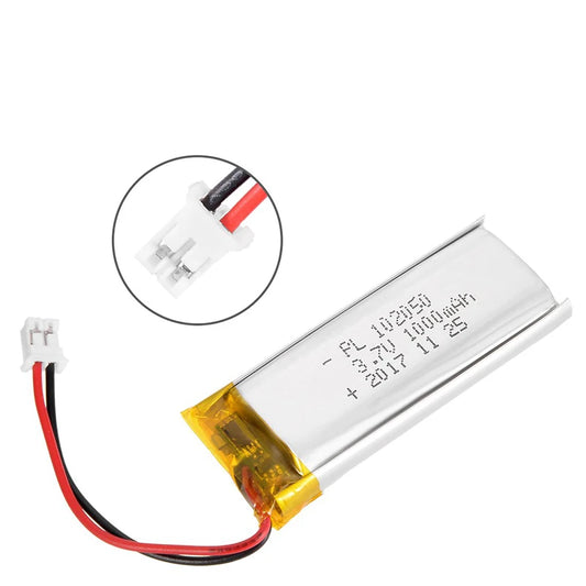 102050 3.7V Lipo Battery Cell, 1000mAh Li-Polymer Rechargeable with 2P PH2.0 Connector for MP3/GPS/LED Devices