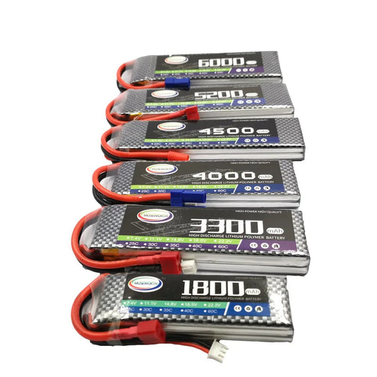 MOSEWORTH LiPo Battery, MOSEWORTH LiPo batteries (1800–6000mAh, 30C–60C, 7.4–22.2V) offer high discharge and power for RC drones, cars, airplanes, and helicopters.