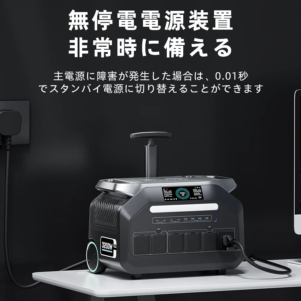 IEETek P3200 2048Wh 3200W Portable Power Station, Portable 3200W power station with 2048Wh LiFePO4 battery, 16 outputs, Wi-Fi control, solar charging, and instant 0.01-second UPS backup for reliable off-grid power.