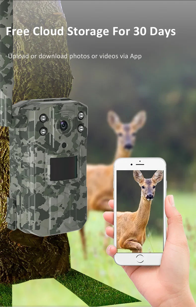 WiFi Wildlife Camera 24MP 1296P Trail Game Hunting Cameras with Night WiFi Wildlife Camera 24MP 1296P Trail Game Hunting Cameras with Night