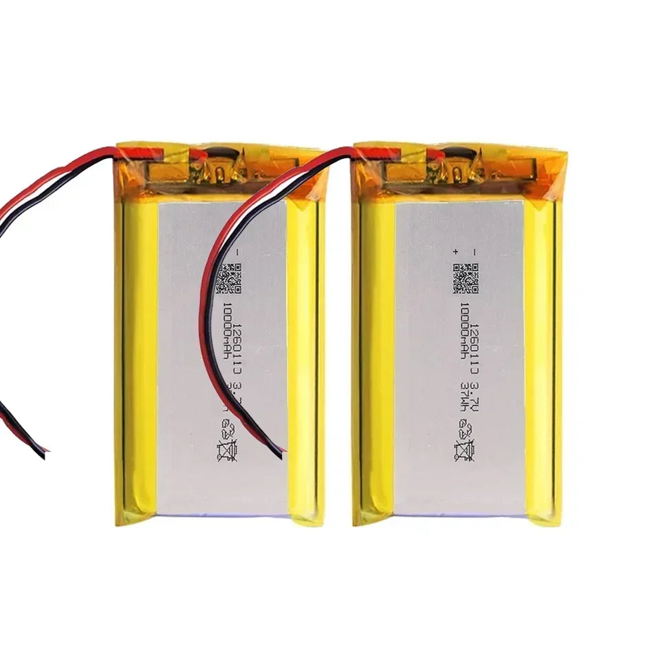 1260110 Lithium Polymer Battery 3.7V 10000mAh Li‑Po Rechargeable Cell for Power Bank, Laptop, LED & Camping DIY