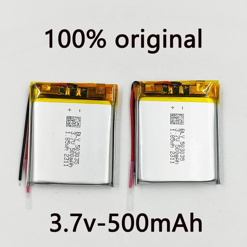 3.7V 500mAh Lithium Polymer LiPo Rechargeable Battery 503035 for Camera, MP4, GPS, Bluetooth Headset, Speaker, Recorder