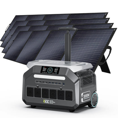 IEETek P3200 2048Wh 3200W Portable Power Station, Portable 2048Wh LiFePO4 power station offers 3200W output, 16 ports, solar charging, Wi-Fi app control, UPS, and digital display for versatile, reliable off-grid power.