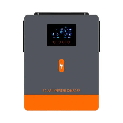 PowMr POW-HVM10.2M 10.2kW hybrid solar inverter front view with LCD screen and orange base