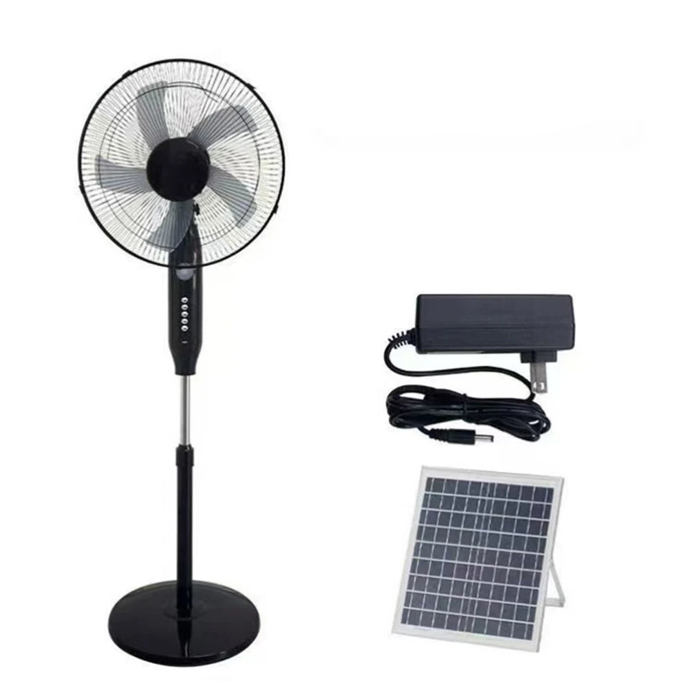 25W Solar Floor Fan with 18000mAh Battery, 20W Solar Panel, 3-Speed, USB Port & Night Light – 12H Runtime for Home, Camping & Emergency