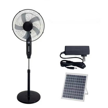 25W Solar Floor Fan with 18000mAh Battery, 20W Solar Panel, 3-Speed, USB Port & Night Light – 12H Runtime for Home, Camping & Emergency