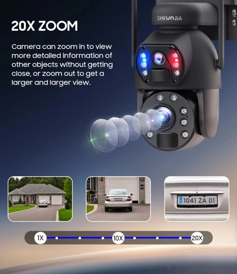 SHIWOJIA 4K 8MP 4G Solar Camera, SHiHoJiA 20X ZOOM Camera can zoom in to view