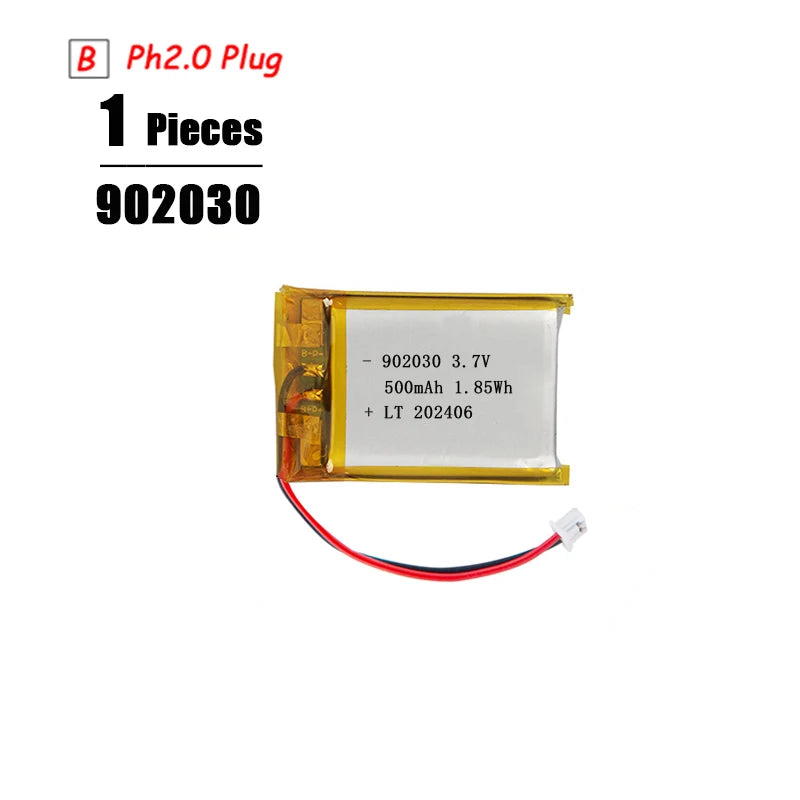 L7ADFJ 3.7V Lipo Battery, 3000mAh Li-Polymer Pouch, PH 2.0 2‑pin Plug, 1S1P, Protective Board, CE RoHS KC