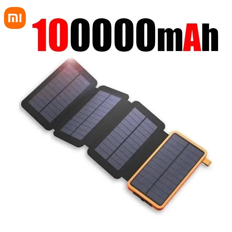 Xiaomi Solar Power Bank 20000mAh With 4-Panel Foldable Solar Charger, Dual USB, Type-C Input, 9-LED Light, Wireless Qi