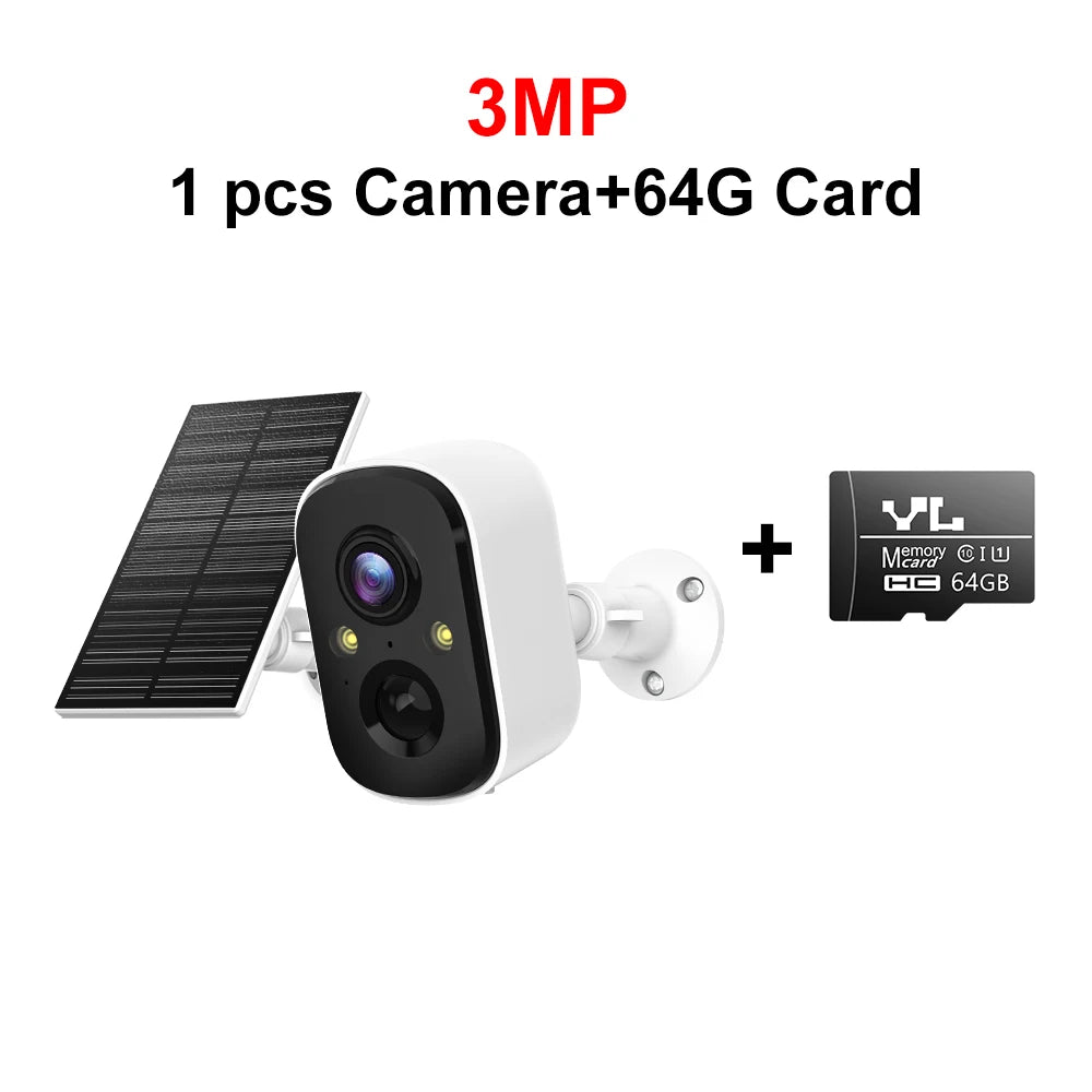 MISECU 2K 3MP Solar Security Camera, 3MP pcs Camera+64G Card VL Memay @ILU 64