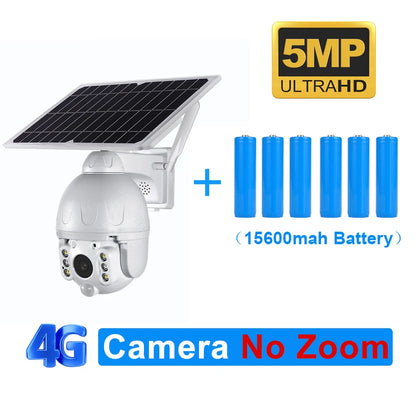 SHIWOJIA S379 Solar Camera, Ultra HD 5MP camera with 15,600mAh battery, no zoom feature.