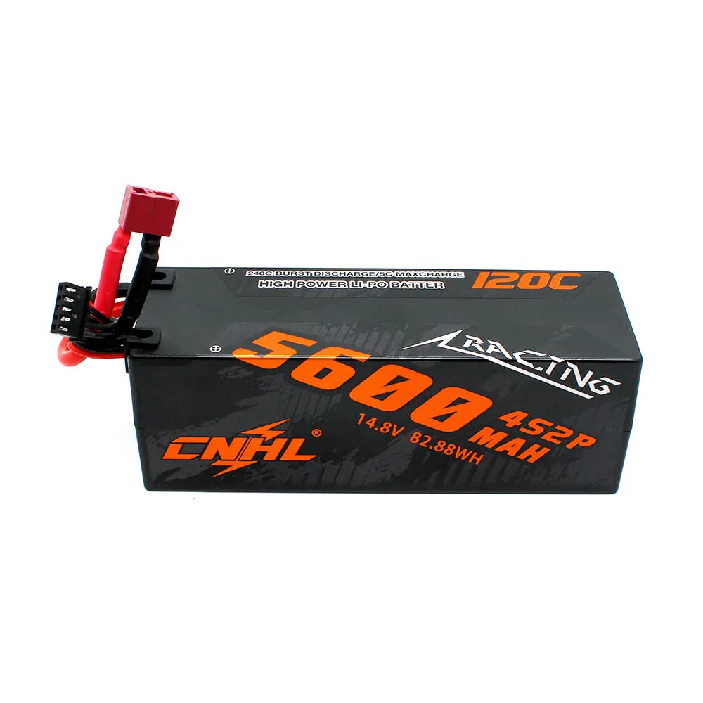 CNHL 3S/4S LiPo Battery, CNHL 5600mAh 14.8V 120C LiPo battery, 4S2P with T/EC5 plug, delivers high power for RC vehicles, ideal for performance enthusiasts.