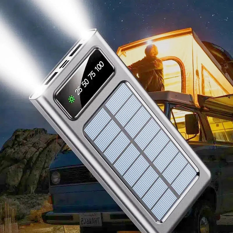 OnePlus 200000mAh Solar Power Bank – Built-in 4 Cables, Dual USB, LED Flashlight, Two-Way Quick Charge