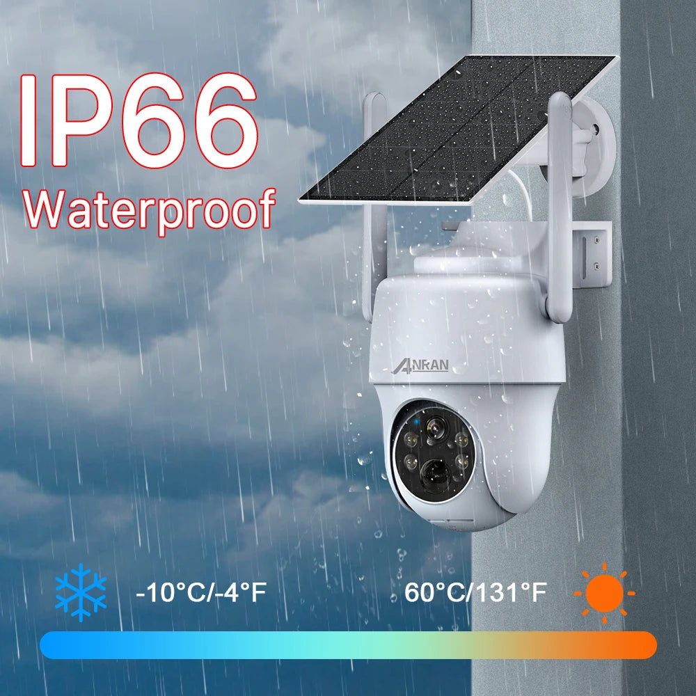 ANRAN G1 2K 3MP Solor Security Camera, IP66 Waterproof AANRAN -10'Cl-4PF 60*C/131