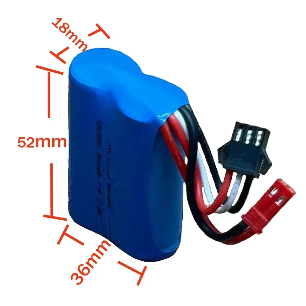 7.4V 3000mAh 2S1P 18500 Lipo Battery Pack with T, SM-2P/3P/4P, JST, XT30 for Electric RC Boat & Toy Car