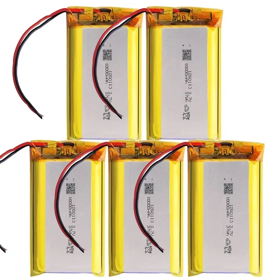 1260110 Lithium Polymer Battery 3.7V 10000mAh Li‑Po Rechargeable Cell for Power Bank, Laptop, LED & Camping DIY
