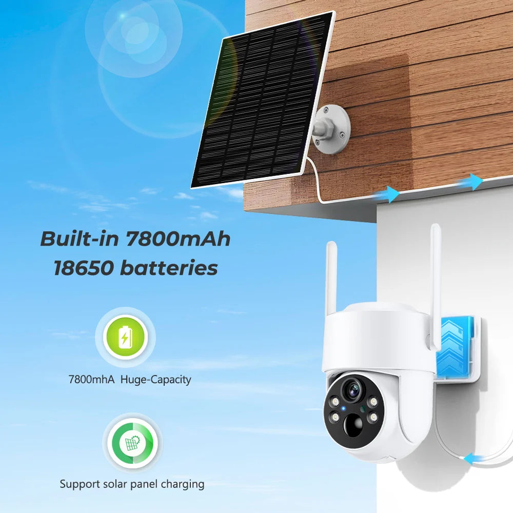 BESDER TQ6 4MP 2560 x 1440 Solar Camera, Long-lasting power with built-in 780mAh battery and solar panel charging capabilities.