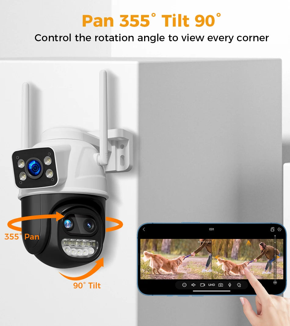 Hiseeu 9MP Camera, Pan, tilt, and zoom capabilities for comprehensive coverage.