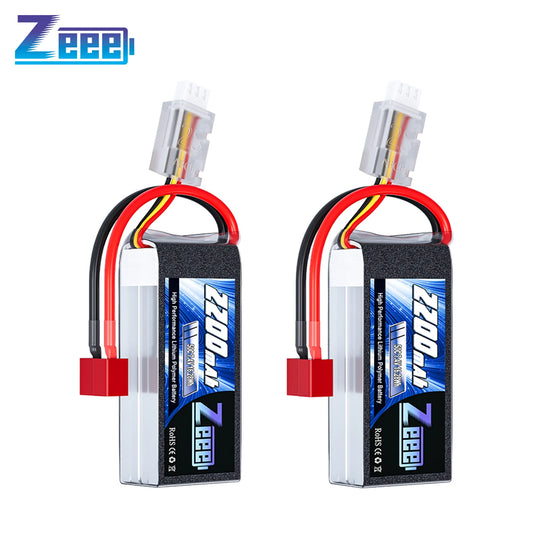 Zeee 2S 2200mAh Shorty RC Lipo Battery 7.4V 50C Softcase, T/XT60 Plug, 2-Pack for RC Car, Buggy, FPV Drone