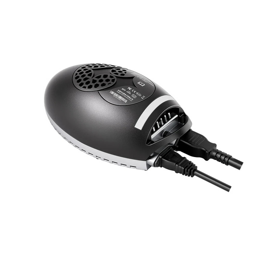 DALY Charging Ball 500W 40A lithium battery charger, top view with cooling vents and connected cables