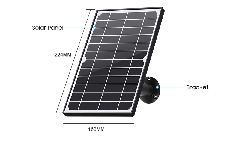 SHIWOJIA 4K 8MP 4G Solar Camera, Solar panel with 224mm bracket and 160mm diameter for efficient energy harvesting.