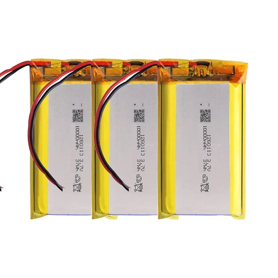 1260110 Lithium Polymer Battery 3.7V 10000mAh Li‑Po Rechargeable Cell for Power Bank, Laptop, LED & Camping DIY